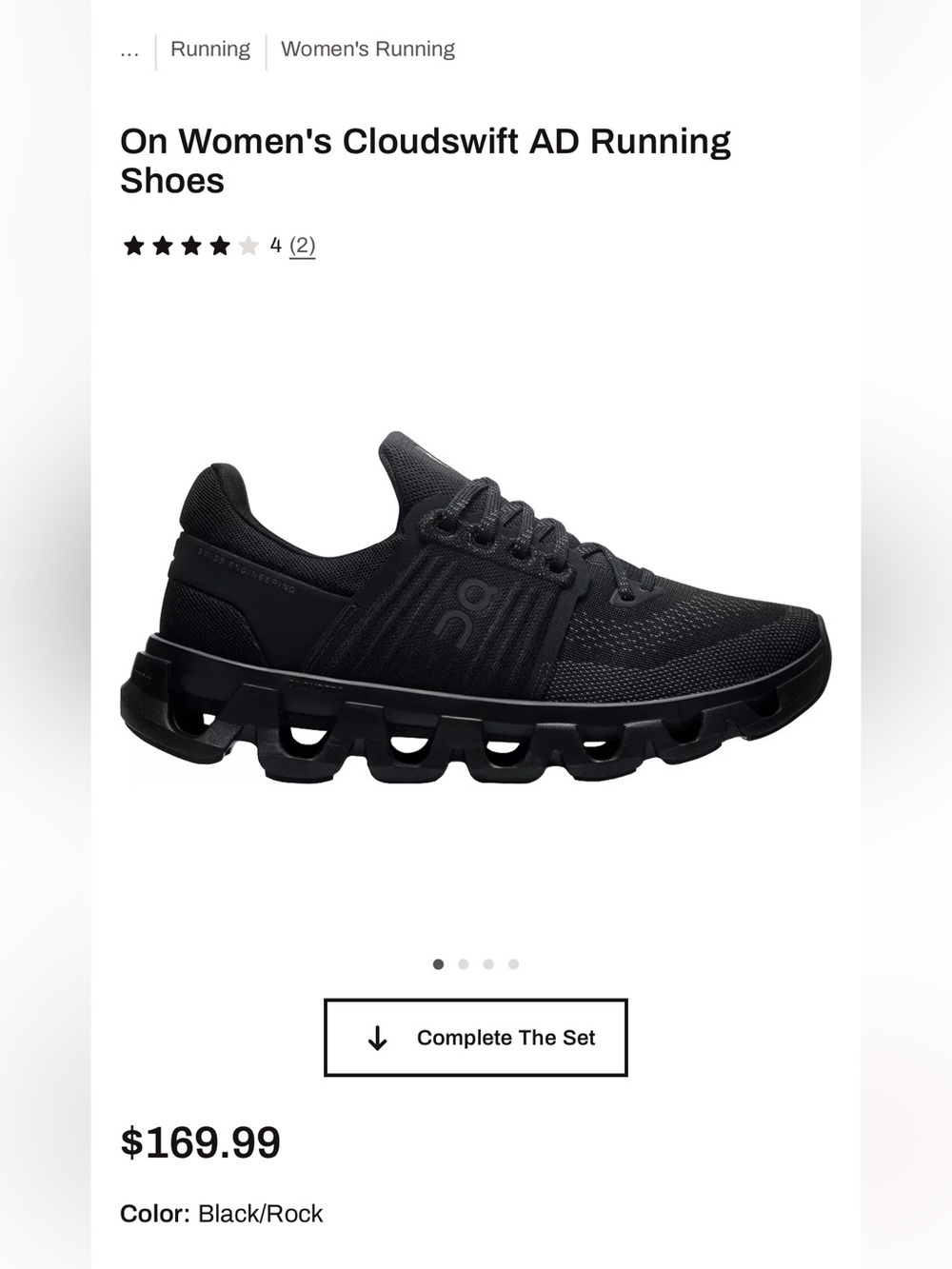 On Running Cloudswift All-Black Running Shoe